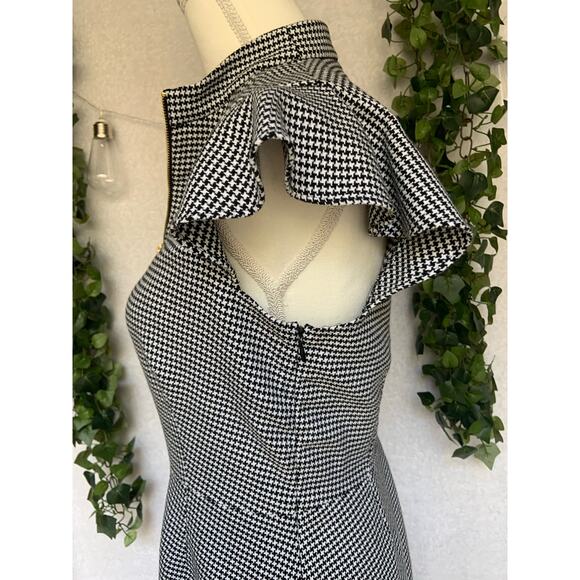 Rachel Zoe Black & White Shepherds check Flutter Sleeve Aline Dress Women's 6 - Picture 9 of 12